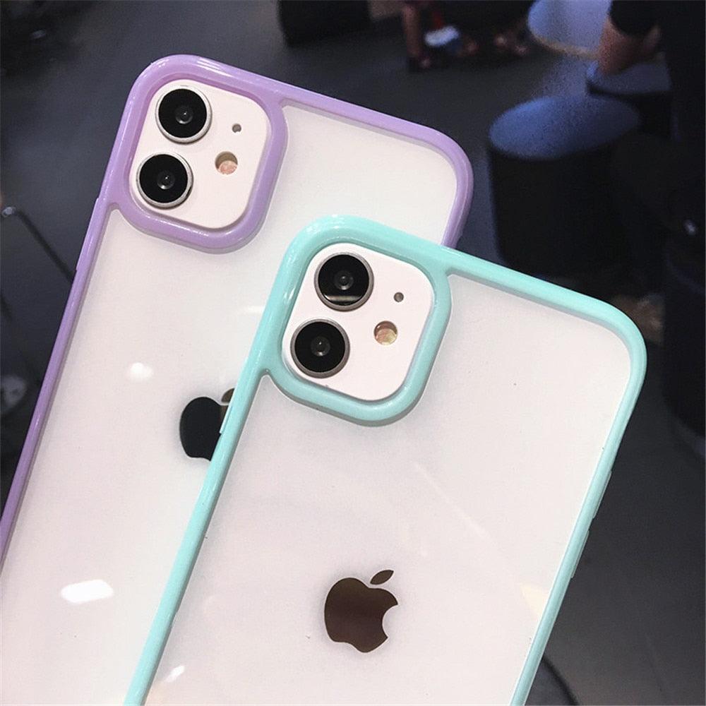 Coque de téléphone antichoc transparente avec pare-chocs pour iPhone 11 12 13 14 Pro Max Mini, motif bonbon mignon, coque rigide de luxe translucide pour iPhone