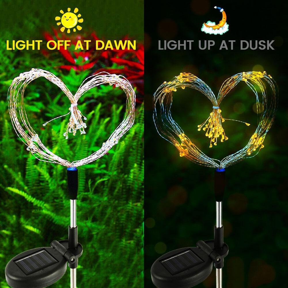 Lampe solaire LED de luxe moderne pour jardin en forme de feux d'artifice d'arbre avec fils de cuivre