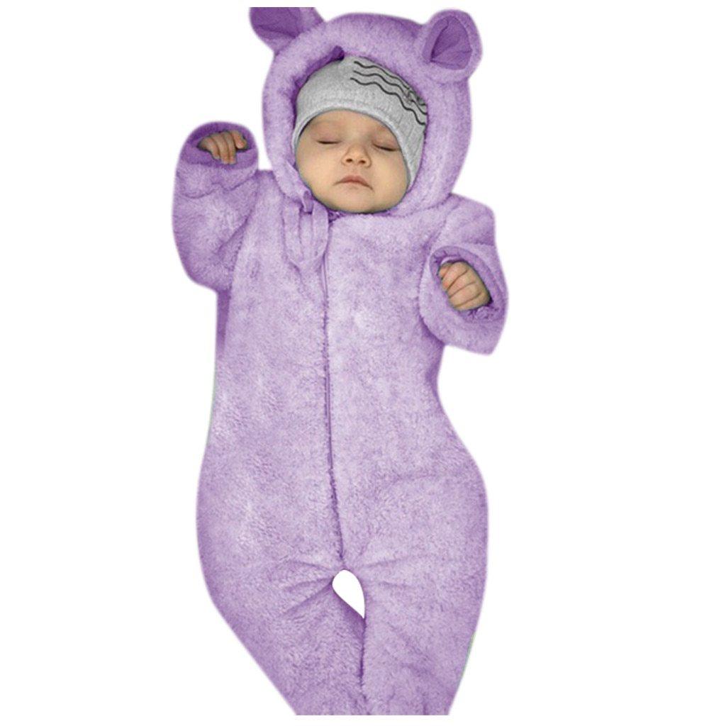 Nouvelle Tendance Hiver Combinaison Bébé Chaude Nouveau-né Garçon Solide Capuche Bébé Barboteuse Manteau Chaud Combinaison Polaire Vêtements d'Extérieur pour Garçons et Filles