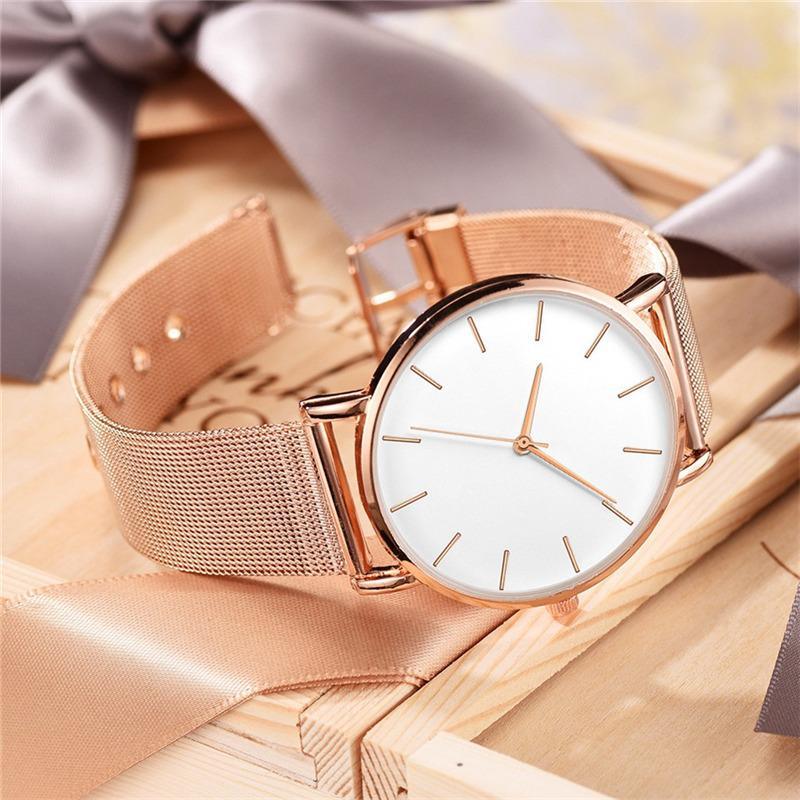 STEVVEX Montre Homme Montres Décontractées à Quartz Simple Montre à Quartz en Métal Reloj Montre en Acier Inoxydable Maille Horloge pour Hommes et Garçons