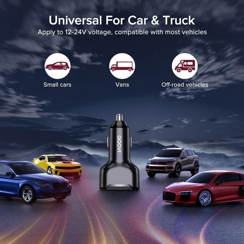 Chargeur de voiture universel 30 W PD 3 USB charge rapide QC3.0 Type C pour téléphones portables