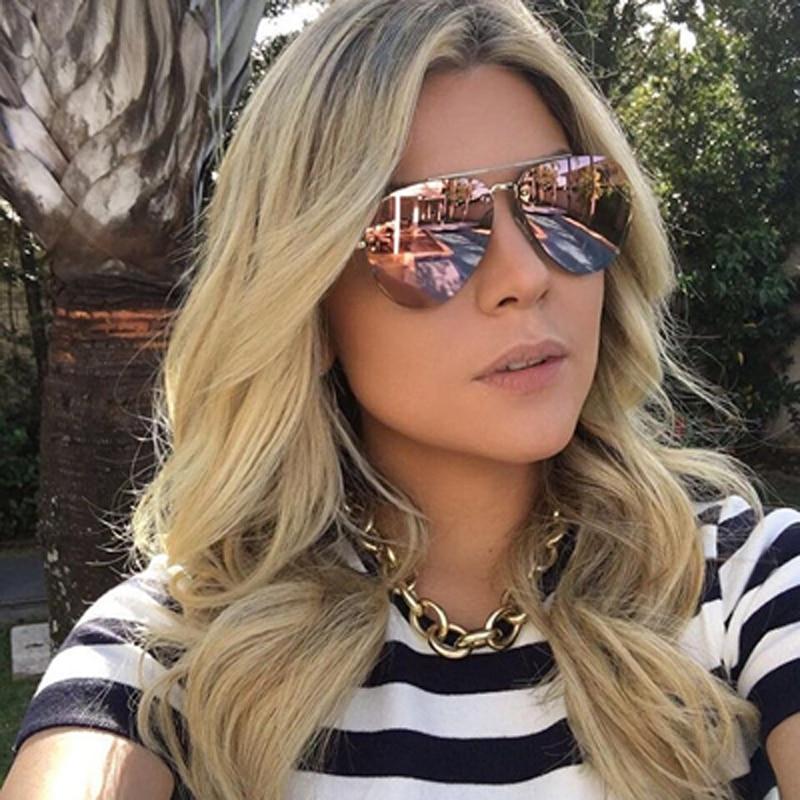 Lunettes de soleil sans monture en métal pour hommes et femmes, miroir, mode, pilote tendance, lunettes de soleil, protection UV, lunettes dégradées