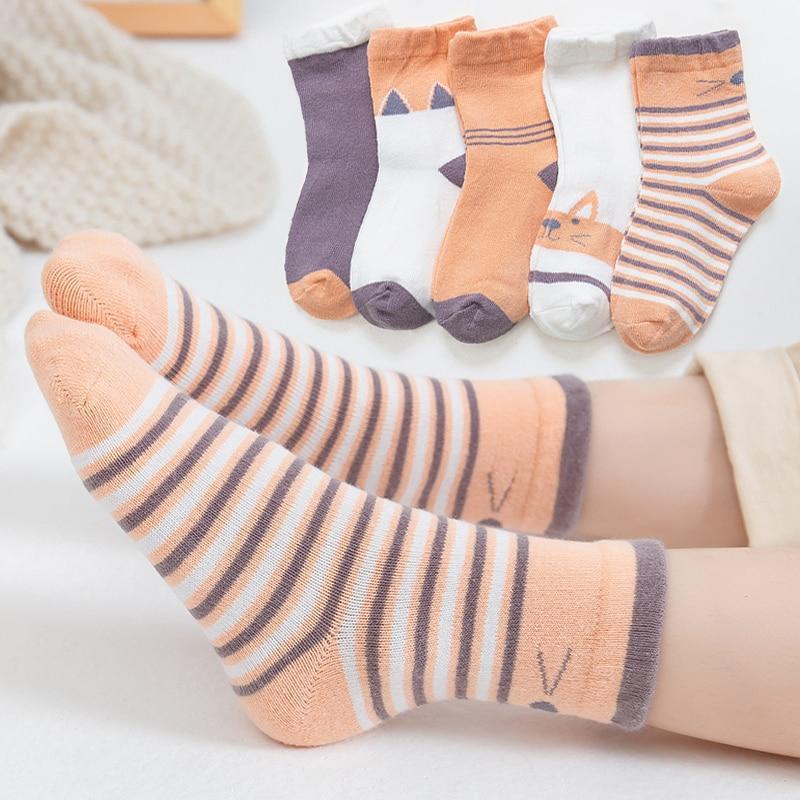 5 paires de chaussettes décontractées en coton à mailles mignonnes pour nouveau-nés, garçons et filles, durables et confortables