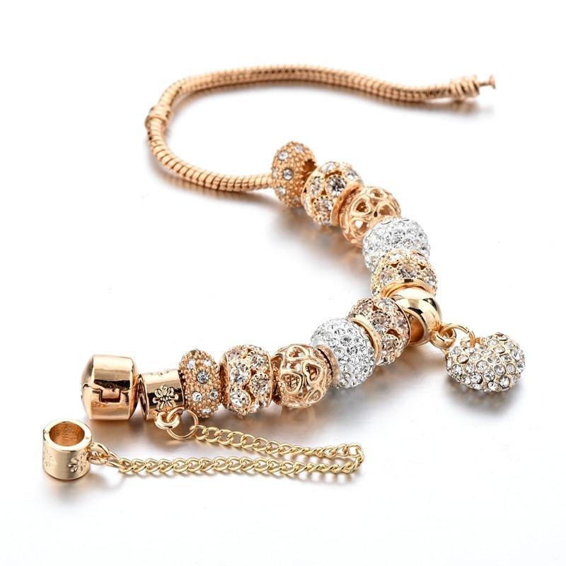 Nouveaux Bracelets et Joncs Modernes de Luxe en Forme de Cœur Doré, Exceptionnels pour Femmes avec un Design de Diamants Brillants