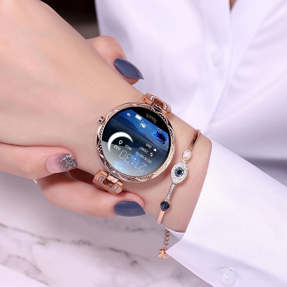 Montre connectée étanche pour femmes Moniteur de fréquence cardiaque Dispositif portable de sport Montre intelligente pour femmes Dames