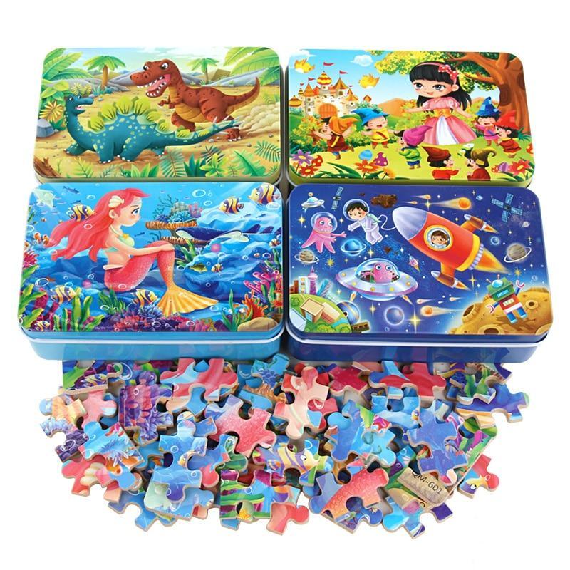 Nouveau Puzzle en Bois de 60 Pièces, Jouet pour Enfants, Puzzles en Bois d'Animaux de Dessin Animé, Jouets d'Apprentissage Éducatifs Précoces pour Enfants