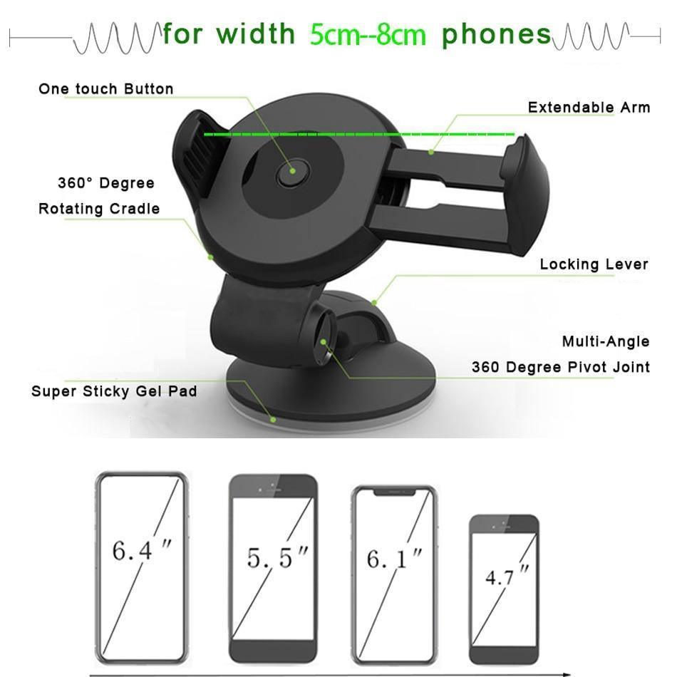 Support de téléphone de voiture mobile réglable et robuste, support de pare-brise