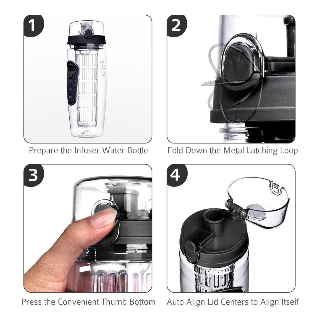 Bouteille d'eau infuseur de fruits 900 ml Shaker à jus Bouteille d'eau au citron de sport Bouteilles à boire aux fruits pour le sport Gadget pour le sport et les exercices avec un design moderne et tendance