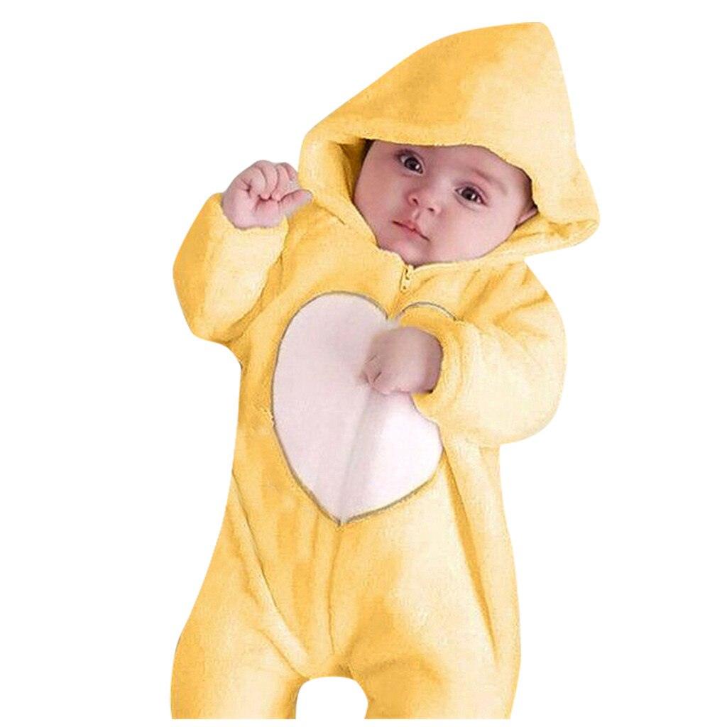 Nouvelle Tendance Combinaison Combinaison Polaire Chaude et Douillette pour Nouveau-né avec Fermeture Éclair Cœur, Grenouillère à Capuche pour Bébés Garçons et Filles