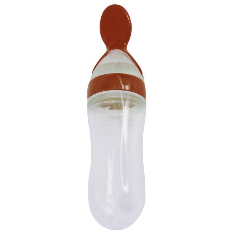 Biberon en silicone avec cuillère Bouteilles de complément alimentaire Bouteille de lait à presser avec cuillère Tasse pour bébé et enfant