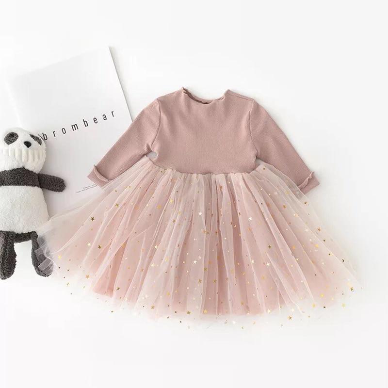 Robe Moderne d'Hiver à Manches Longues et Motifs Floraux pour Bébé Fille (1-5 ans) - Idéale pour une Fête d'Anniversaire