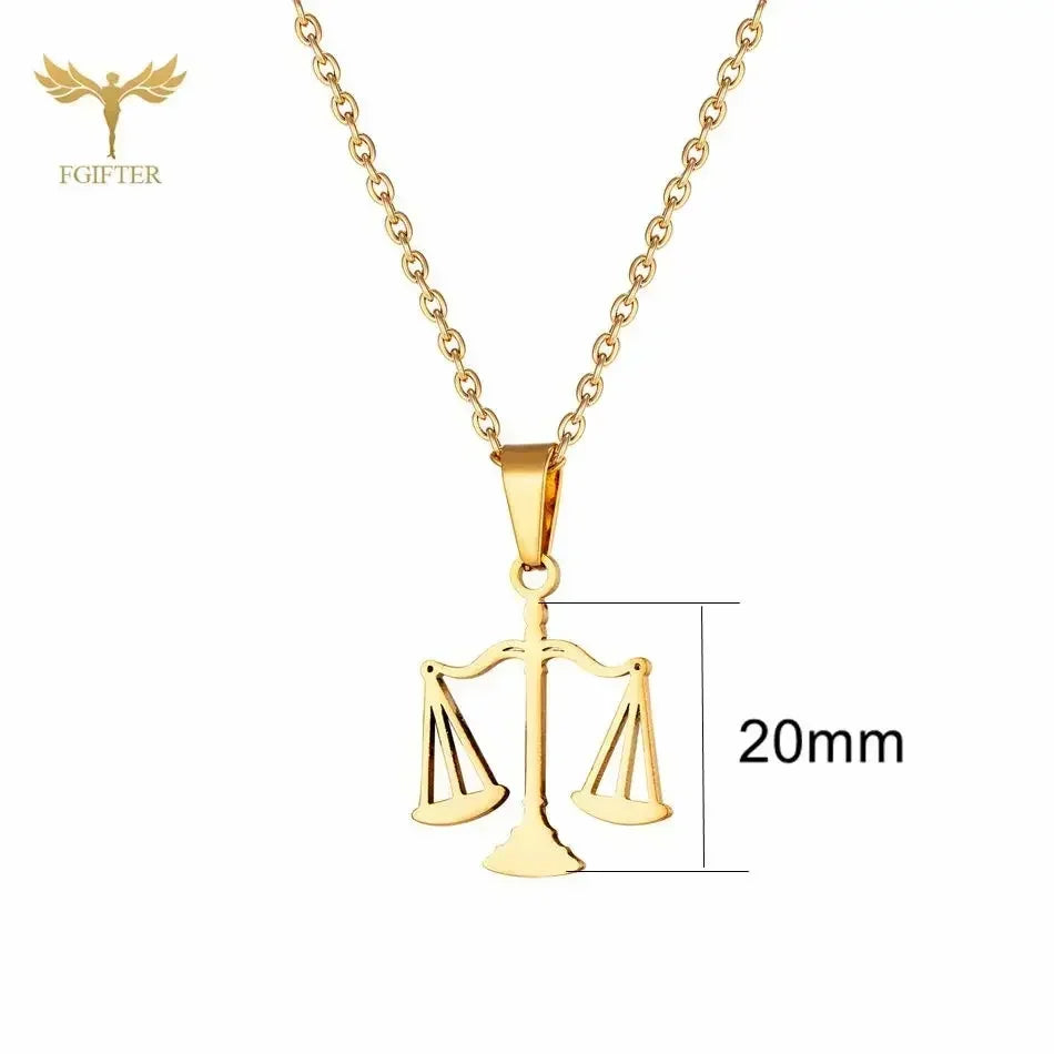 Ensemble collier avec pendentif balance et boucles d'oreilles en acier inoxydable, accessoires de déesse occidentale de la justice, symbole de l'équité, bijoux pour femme