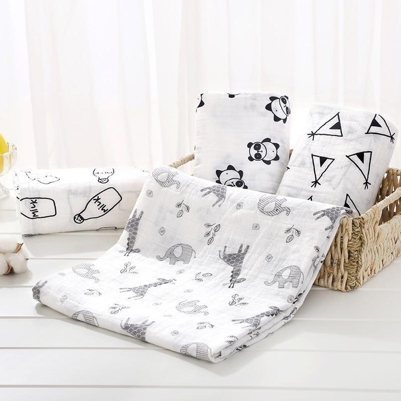 Langes en mousseline de coton pour bébé, couvertures d'emmaillotage pour nouveau-nés, serviette de bain multifonction pour nourrissons
