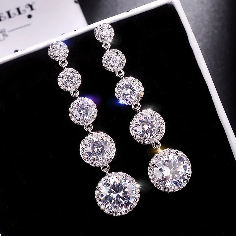 Boucles d'oreilles pendantes longues en forme de goutte d'eau et de zircon, style minimaliste, pour femmes, bijoux de mariage et de fiançailles 2021, boucles d'oreilles de mariée.