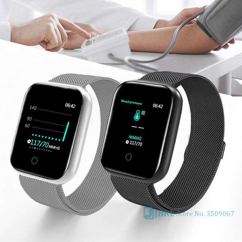 Montre intelligente de luxe, NOUVEAU style, en acier inoxydable, pour femmes et hommes, électronique, sport, bracelet, pour Android IOS, montre connectée carrée