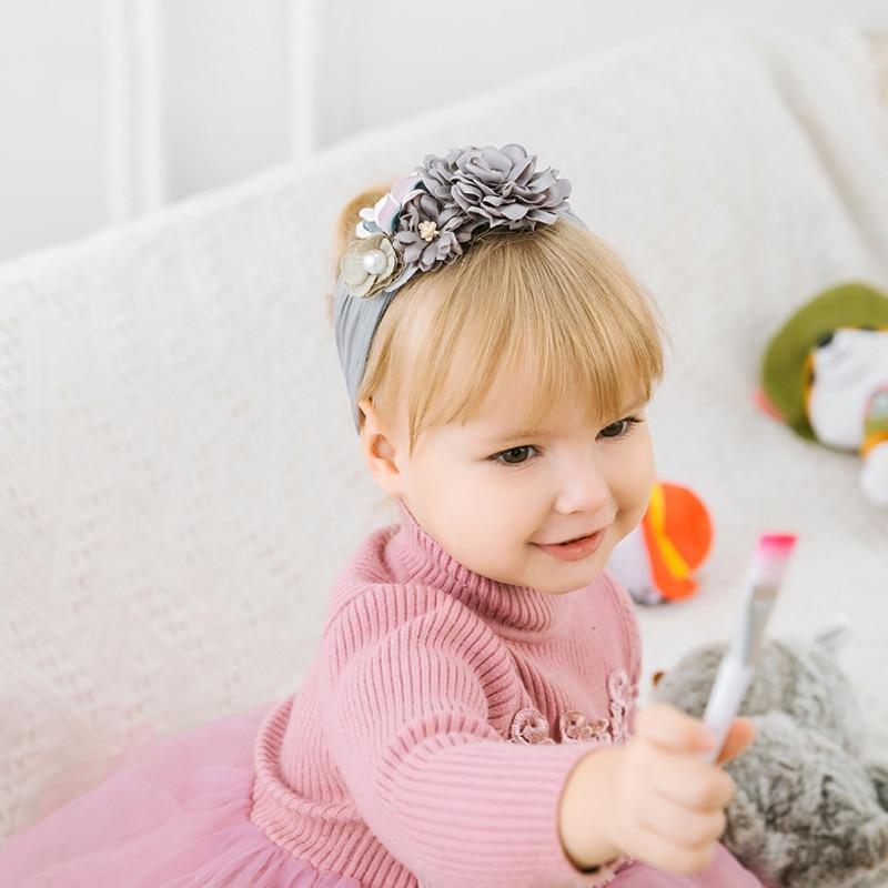 Bandeaux à fleurs faits à la main pour bébés filles, en nylon élastique, accessoires de cheveux pour bébés filles