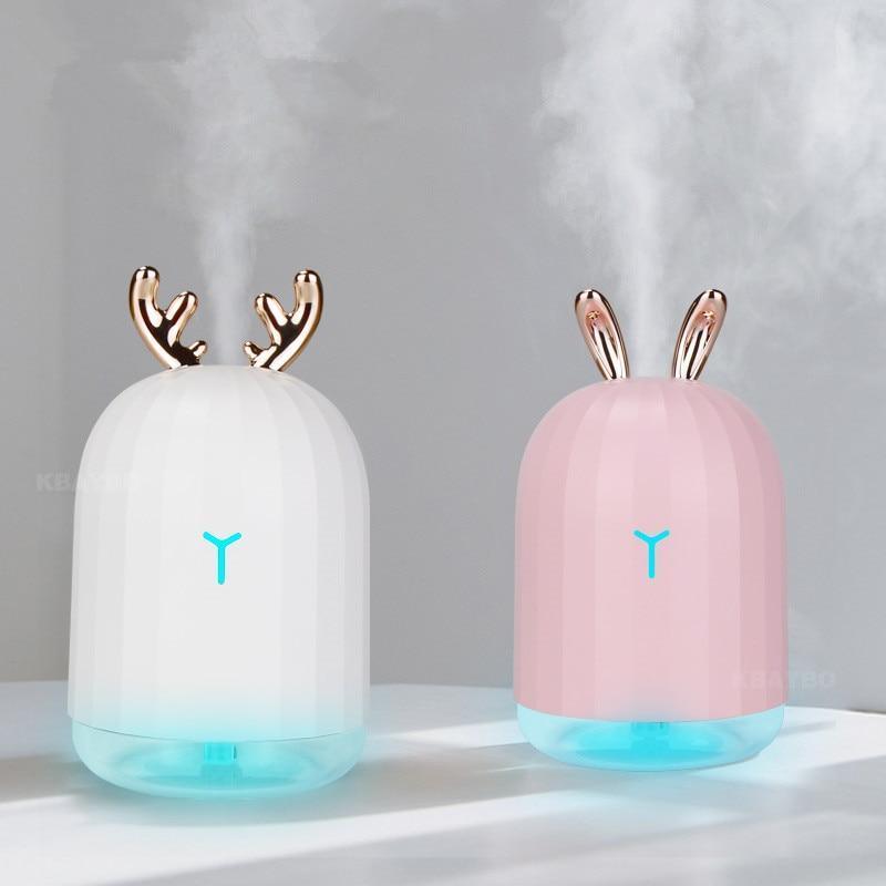 Diffuseur USB 220ml d'huiles essentielles pour voiture, humidificateur d'air ultrasonique 7 couleurs LED veilleuse, brumisateur frais pour la maison, cadeau parfait