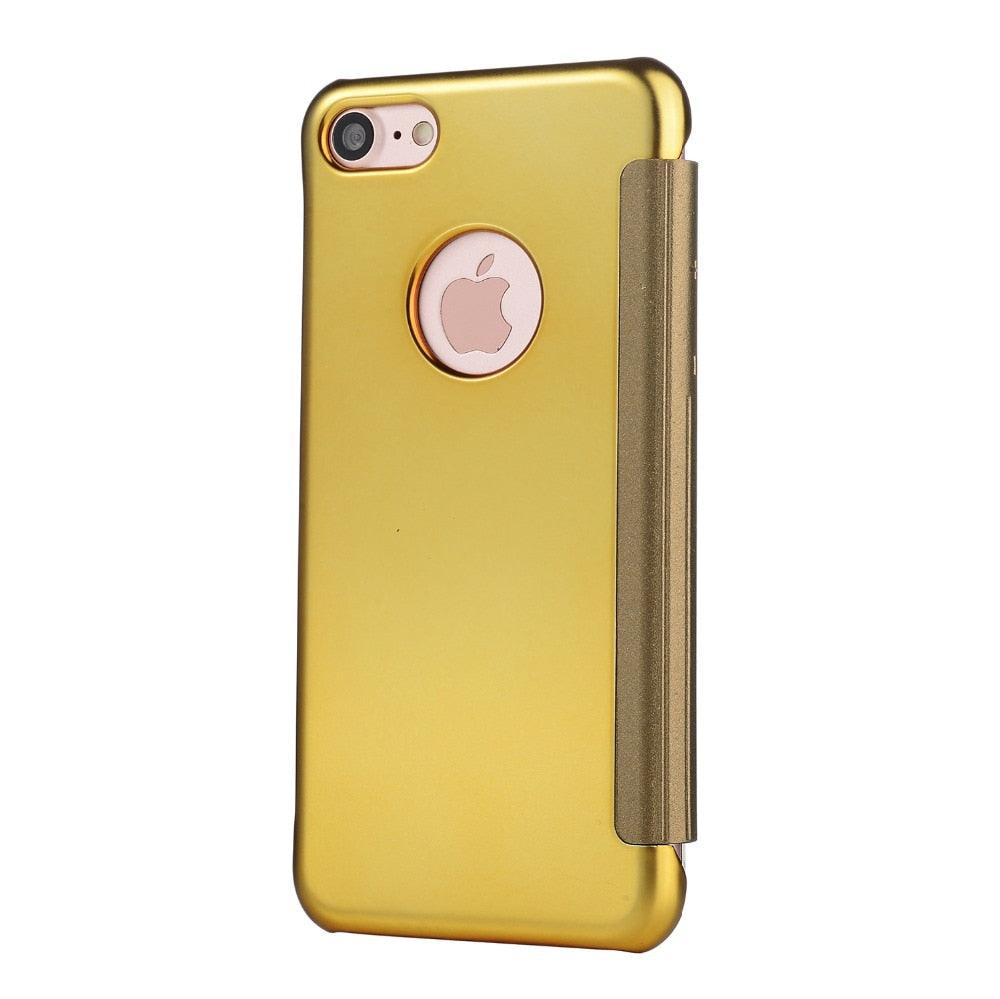 Étui à rabat de luxe pour iPhone, coque pour iPhone 11 12 13 14 avec fenêtres transparentes, miroir, fermeture magnétique simple, étui portefeuille unique et élégant pour iPhone