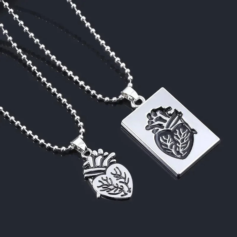 Paire de Colliers Pendentifs Cœur Anatomique en Acier Inoxydable pour Amoureux, Cadeau Saint-Valentin pour Couples et Femmes