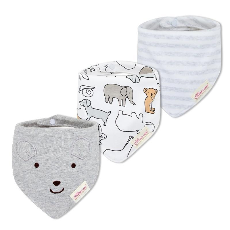 Bavettes bandanas pour bébé Moder, lot de 3 en coton, motifs triangulaires variés pour bébés garçons et filles