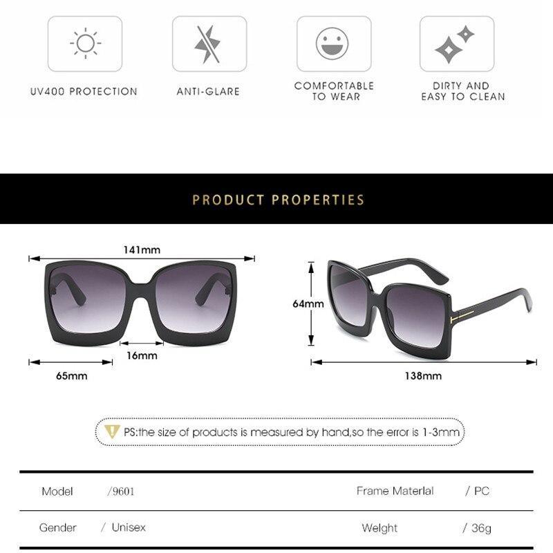 Mode Surdimensionnée Femme Carrée Grande Monture Gradient Femme et Dame Lunettes de Soleil Marque Designer avec Protection UV400 gafas de sol mujer