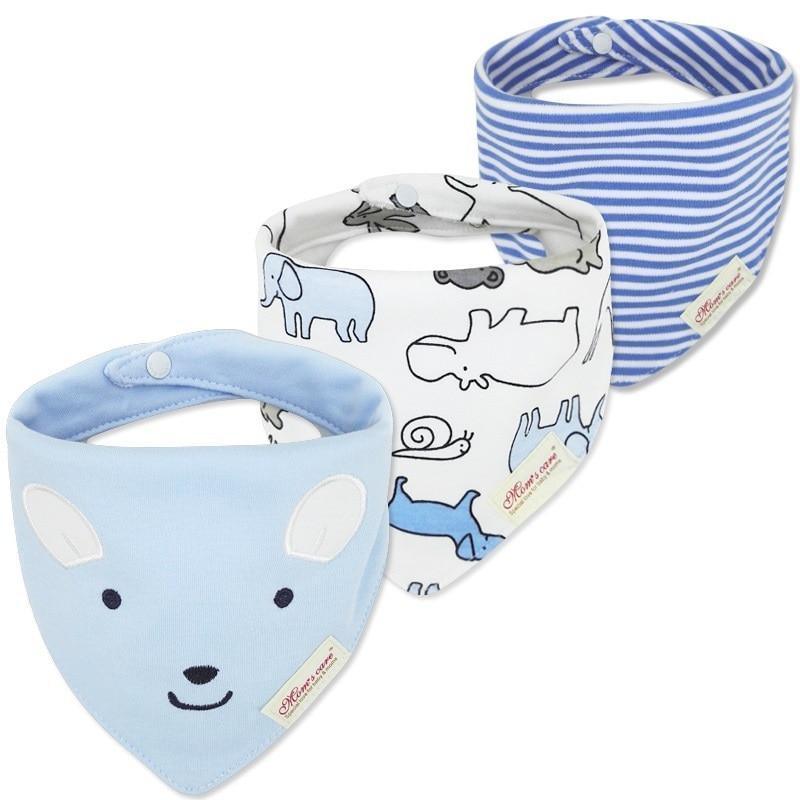 Bavettes bandanas pour bébé Moder, lot de 3 en coton, motifs triangulaires variés pour bébés garçons et filles