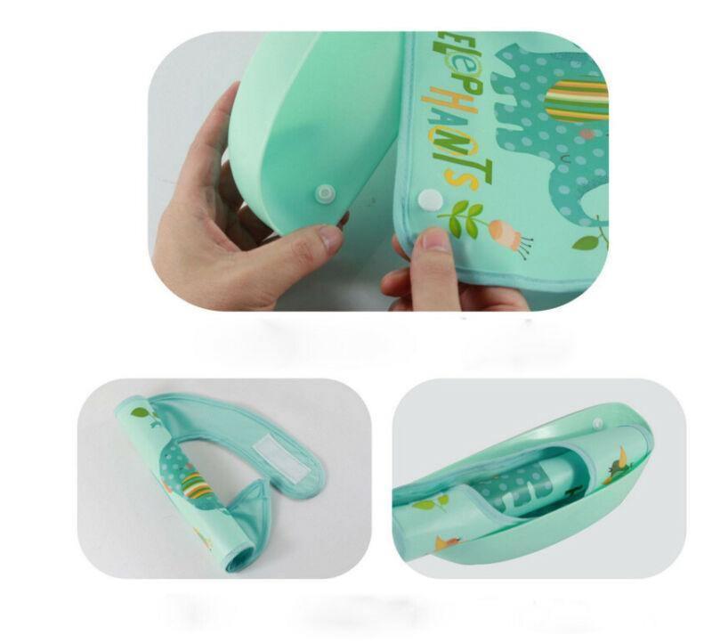 Bavoir en Silicone Imperméable Attrape-nourriture pour Bébé Nouveau-né Bavoirs de Dessin Animé Réglables pour Enfants