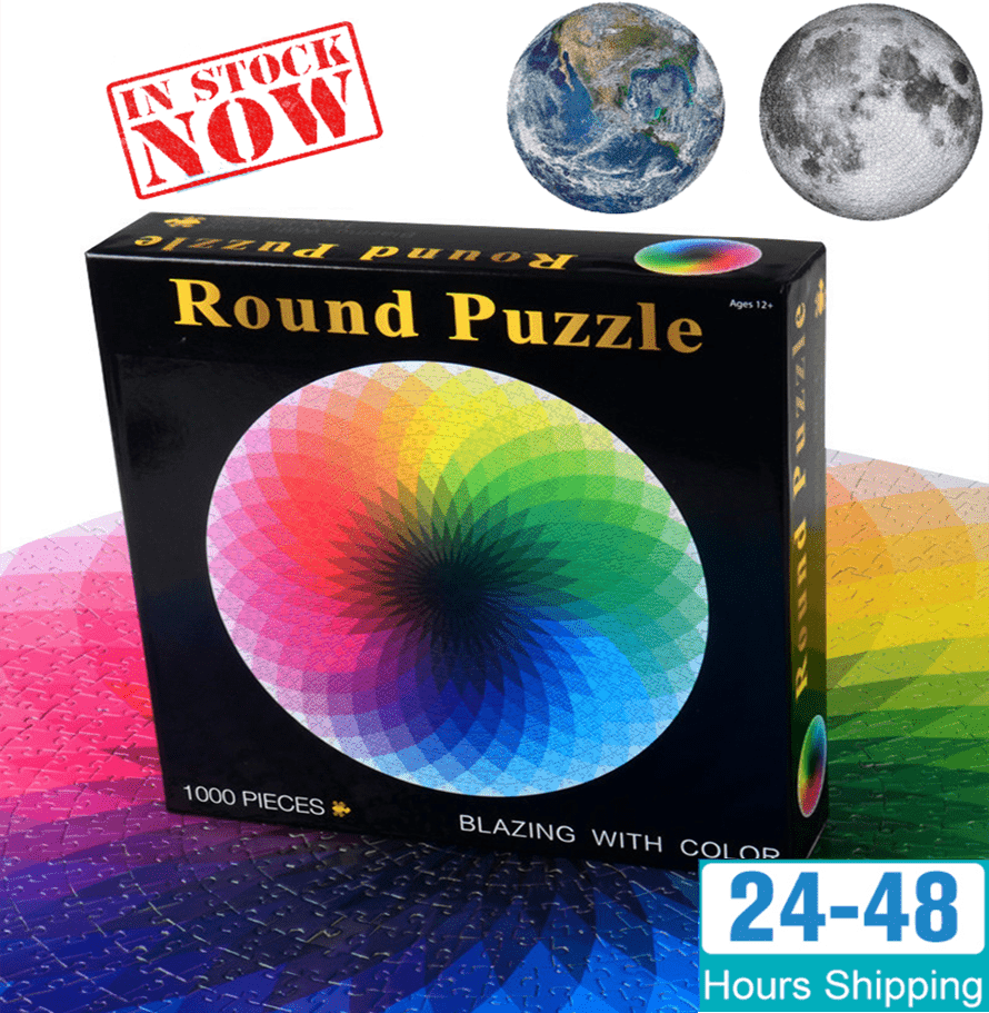 1000 PIÈCES/ENSEMBLE Puzzle rond coloré Arc-en-ciel géométrique photo planète Jouet éducatif pour adultes et enfants