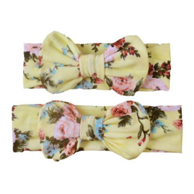 Bandeau Cheveux pour Mère et Bébé avec Nœud Floral Élastique Accessoires Cheveux Turban Mère-Enfant Nœud Pour Mère et Fille
