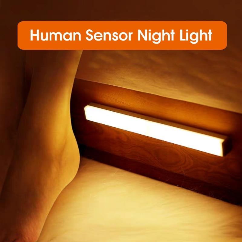 Lampe de nuit LED sans fil avec détecteur de mouvement, rechargeable par USB, pour armoire de cuisine, penderie, applique murale, lampe mobile avec capteurs