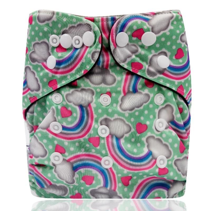 Couche-culotte lavable en charbon de bambou imprimé moderne avec poche intérieure, à double gousset, pour bébés et enfants