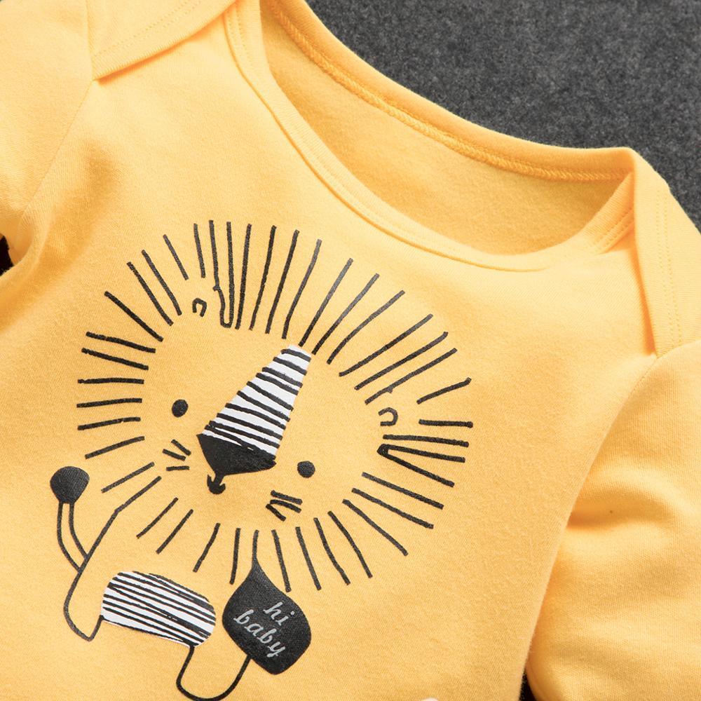 Ensemble de pyjama en coton automne et hiver avec lion, combinaison décontractée, pantalon et chapeau pour bébés garçons et filles