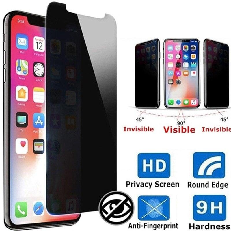Lot de 3 Films de Protection Anti-Espion en Verre Trempé pour IPhone 11 12 13 14 Pro Max 12 Mini X XS XR 6 6S 7 8 Plus Protection d'Écran Confidentiel Anti-Espion HD en Verre Trempé Incassable Antichoc