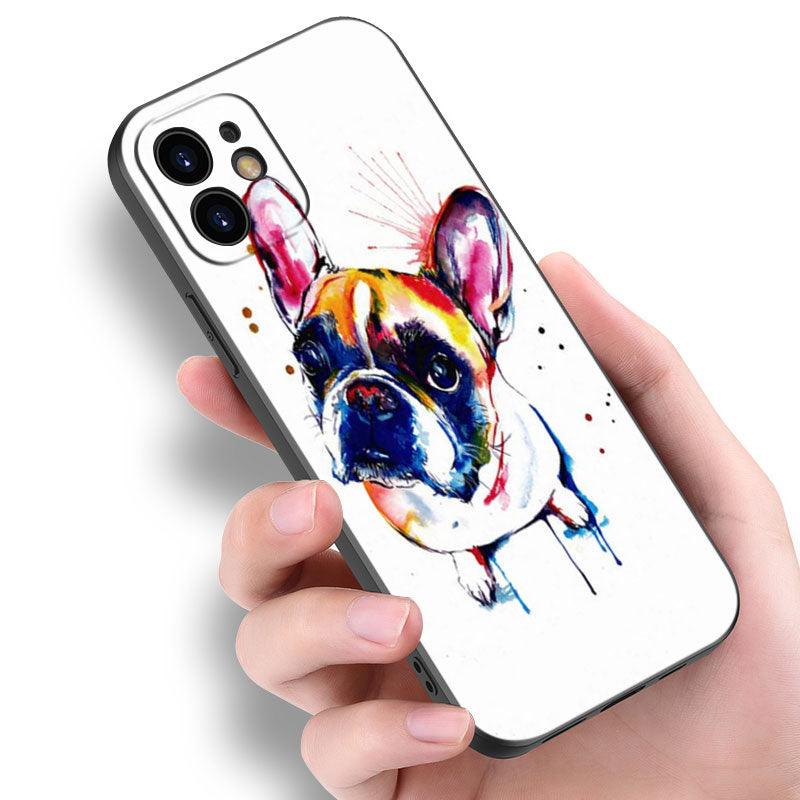 Coque de téléphone chiot bouledogue français mignon pour iPhone 14 13 12 Mini 11 Pro Max 7 8 Xr X Xs 7 8 Plus Se 2020 2022 Housse de téléphone mince transparente en silicone souple et élastique