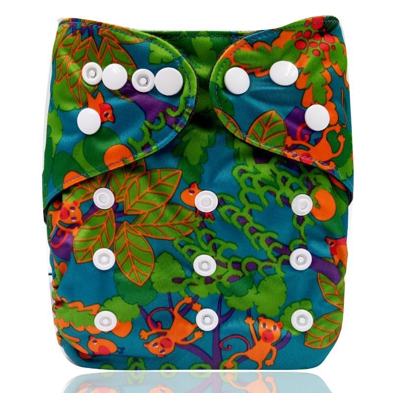 Couche-culotte lavable en charbon de bambou imprimé moderne avec poche intérieure, à double gousset, pour bébés et enfants