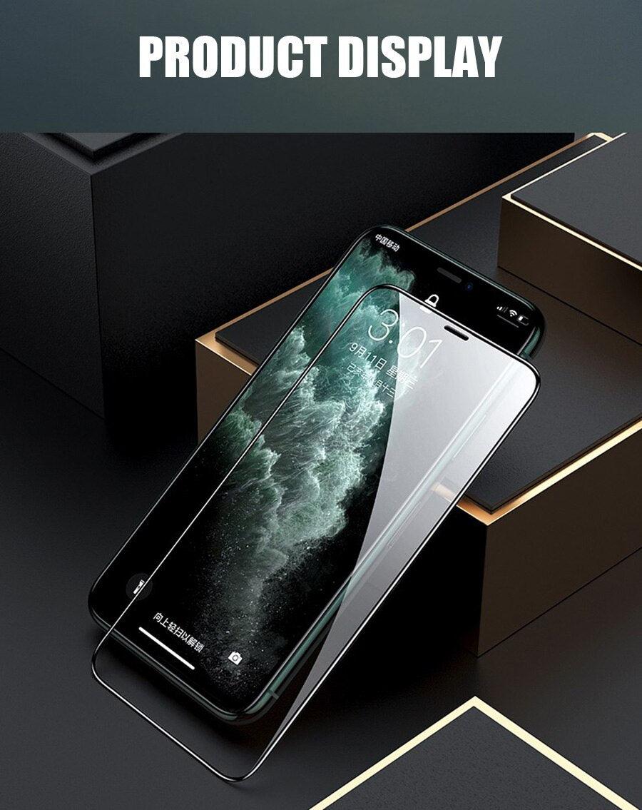 Verre Trempé Incurvé 5D 9H pour iPhone X XR XS 11 12 13 14 Pro Max 6 6S 7 8 Plus SE Mini Film de Protection d'écran Complet Dureté 9H Sans Bulles Installation Facile Film Protecteur d'écran