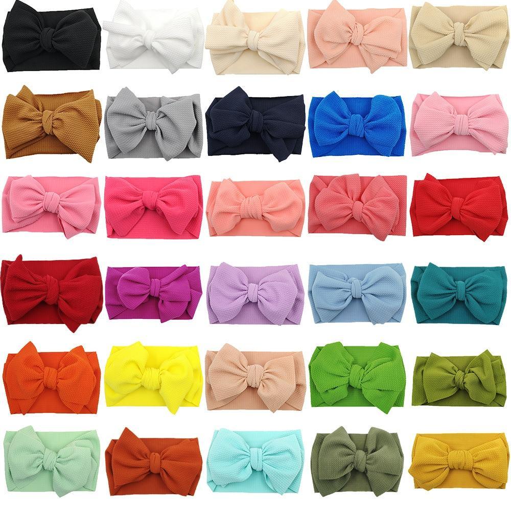 Bandeau bébé fille tout-petits grand nœud bandeau cheveux mignon solide extensible turban pour bébés filles