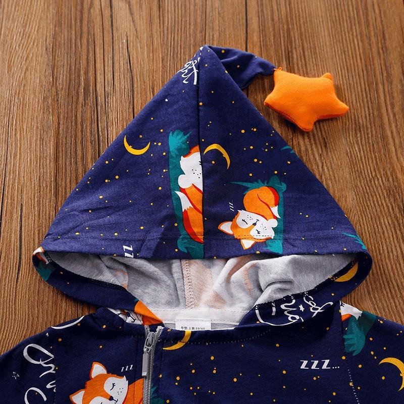 Barboteuses Bébé Combinaisons Chaudes Motif Animaux de Dessin Animé Vêtements à Capuche Zippés Salopette Pour Filles et Garçons Au Design Imprimé Moderne