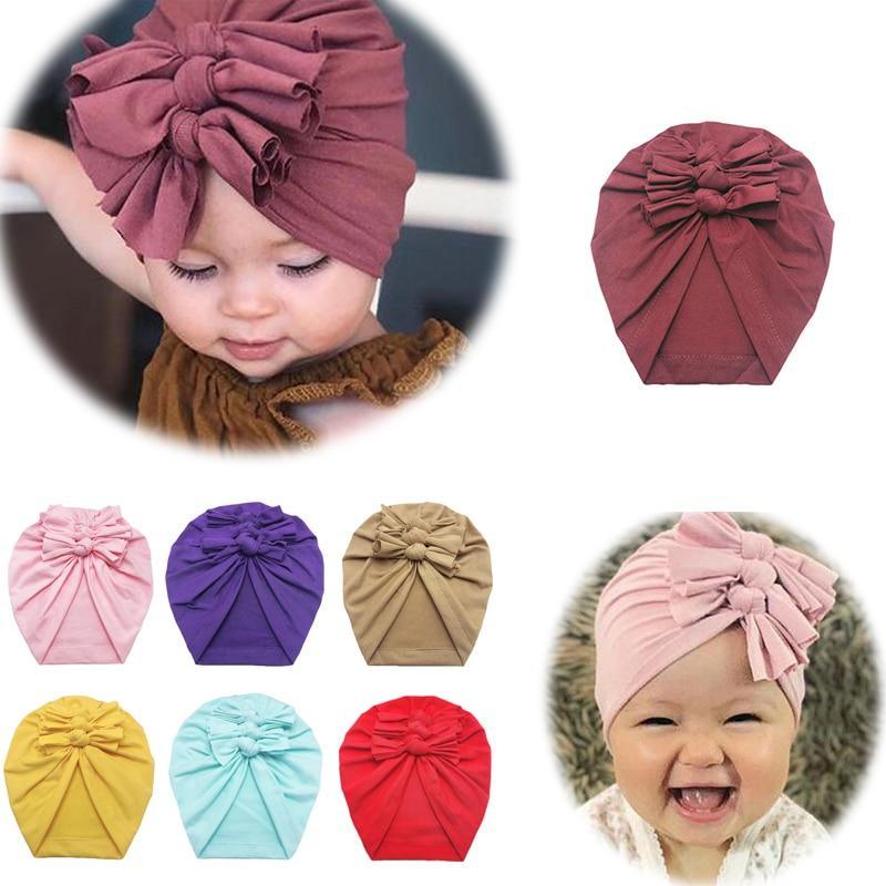 Bandeau de luxe moderne pour bébé avec nœud imprimé en coton extensible, turban, bandeau pour bébé, bonnet, pour bébés et enfants