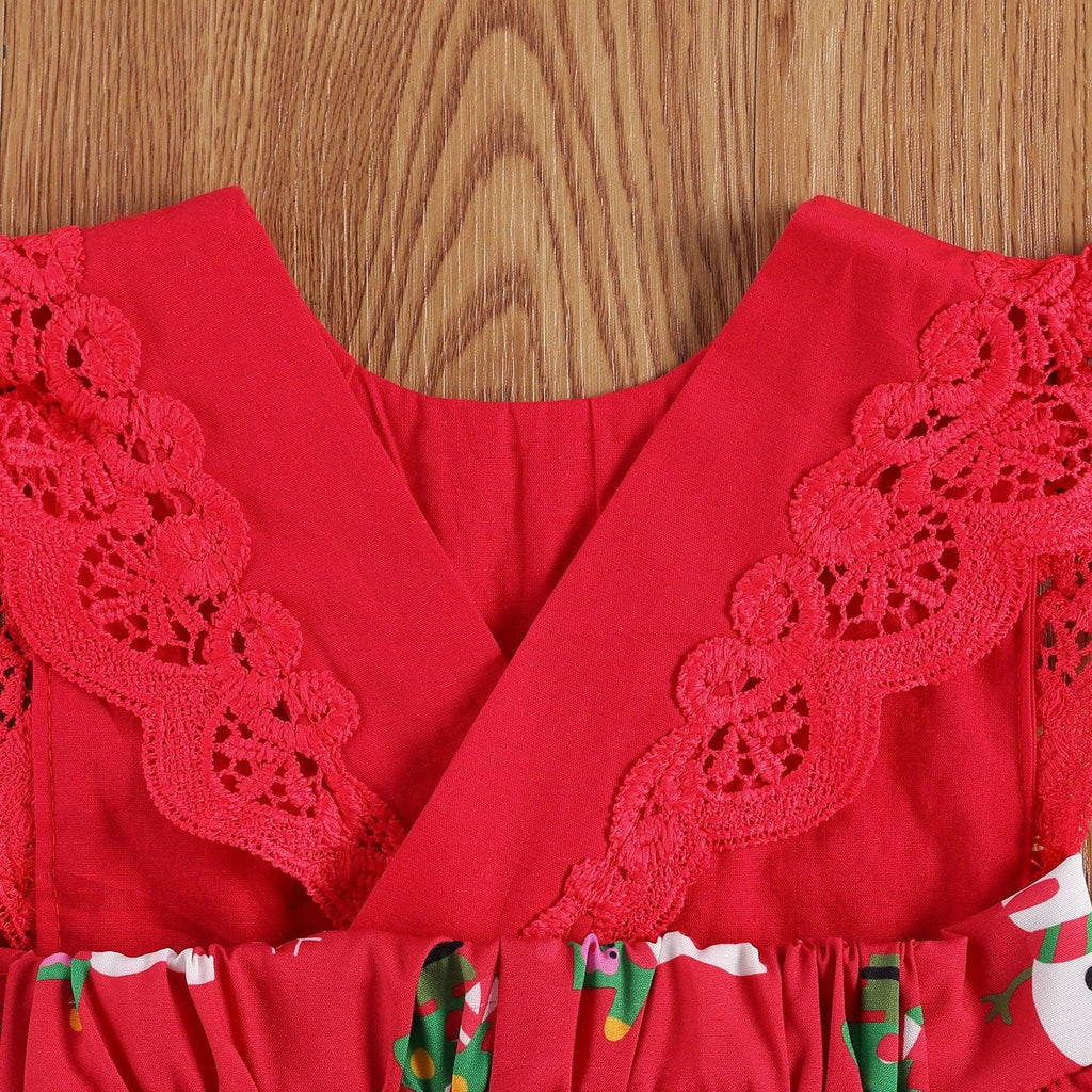 Salopette Bébé Fille 0-24M Robe en Dentelle Manches Courtes Imprimé Dessin Animé Bandeau Design Unique