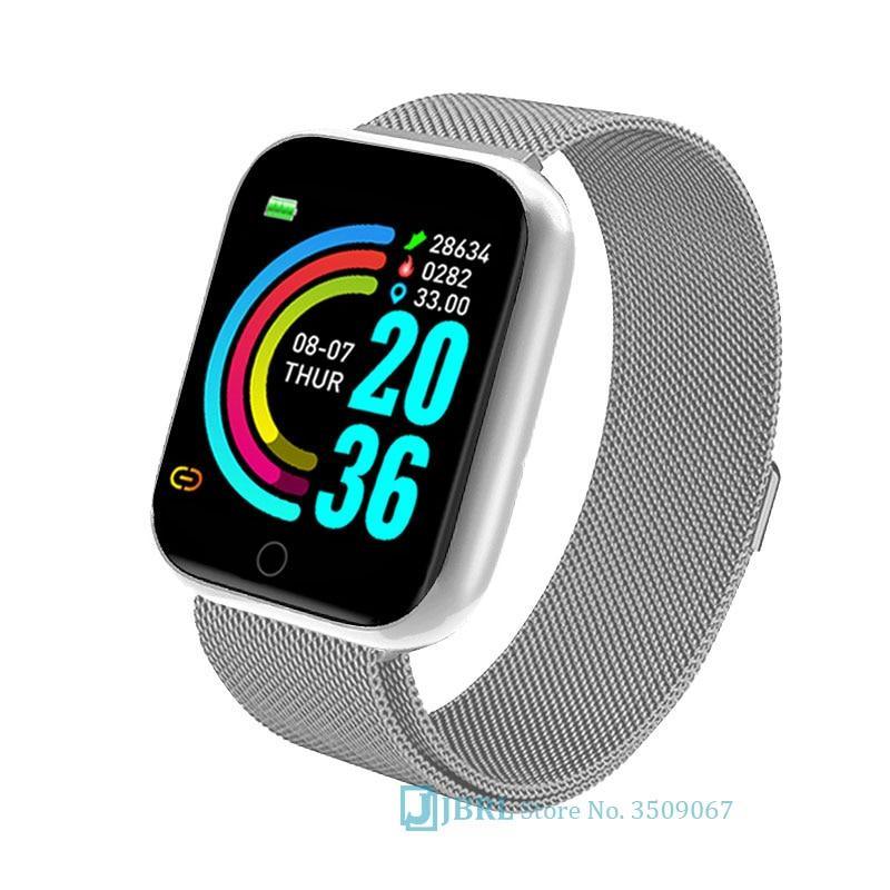 Montre intelligente de luxe, NOUVEAU style, en acier inoxydable, pour femmes et hommes, électronique, sport, bracelet, pour Android IOS, montre connectée carrée