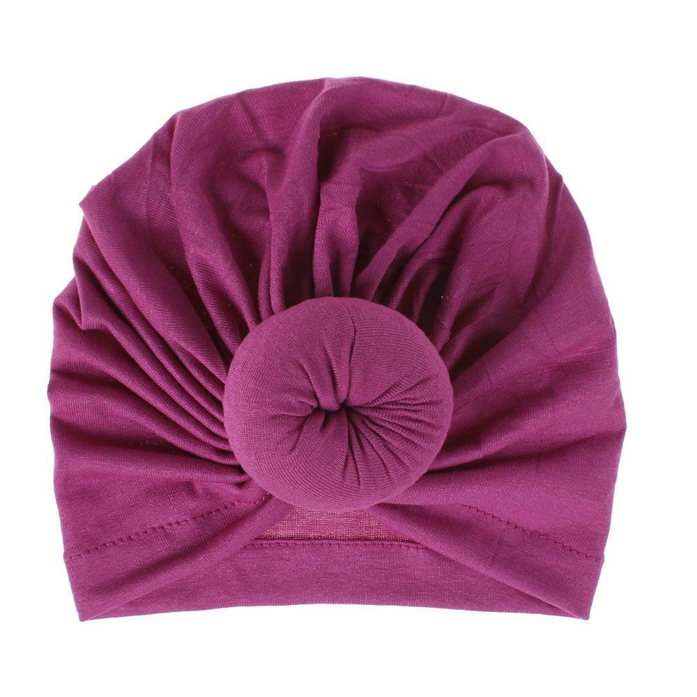 Turban pour bébé fille en coton tricoté, fait main avec fleur plissée, style élégant
