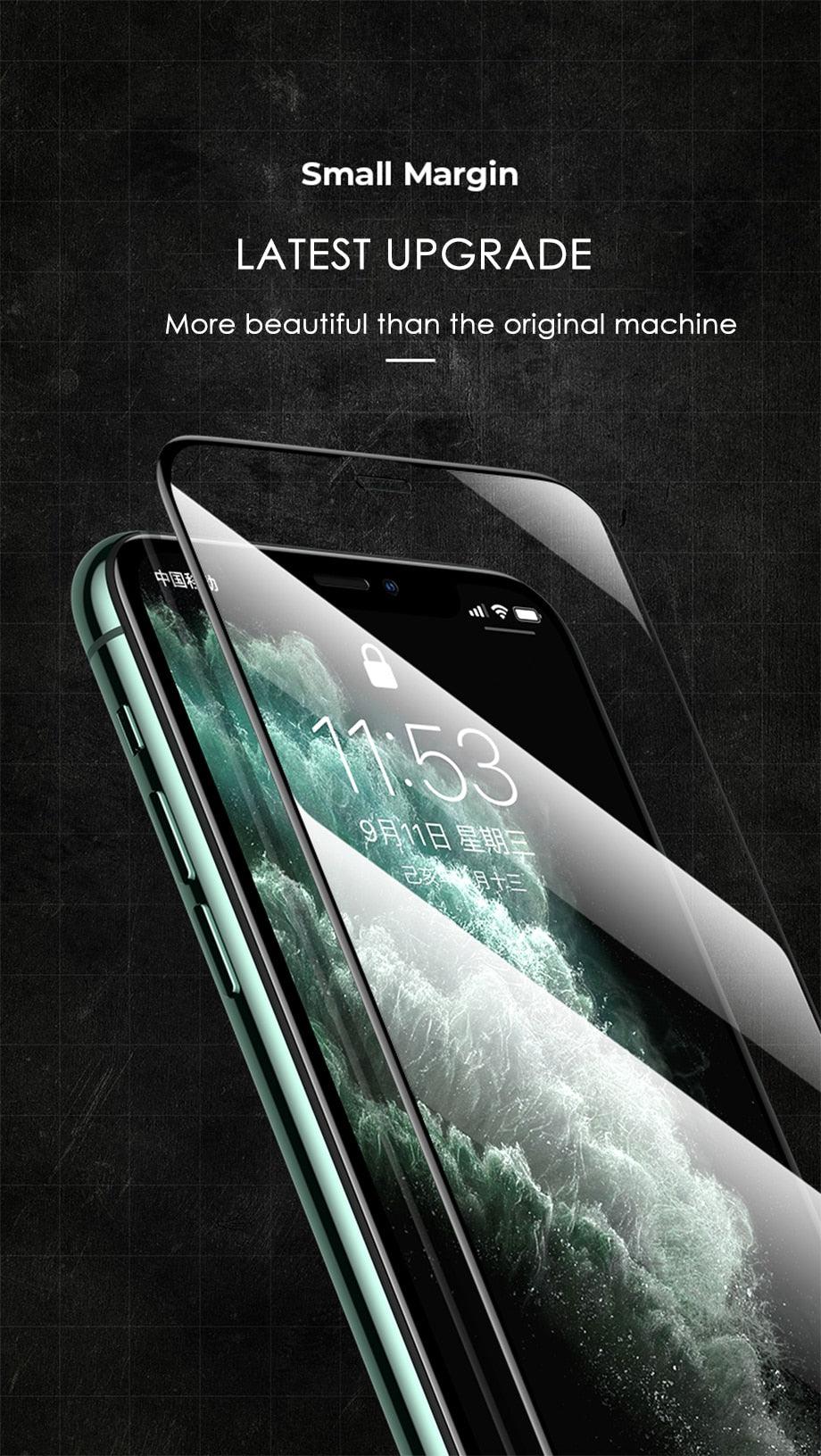 3 coques de protection intégrales en verre pour iPhone 11, 12, 13, 14 Pro Max, protection d'écran pour iPhone X, Xr, Xs Max, 7, 8, 6s Plus, Se, en verre, bord à bord, couverture complète de l'écran