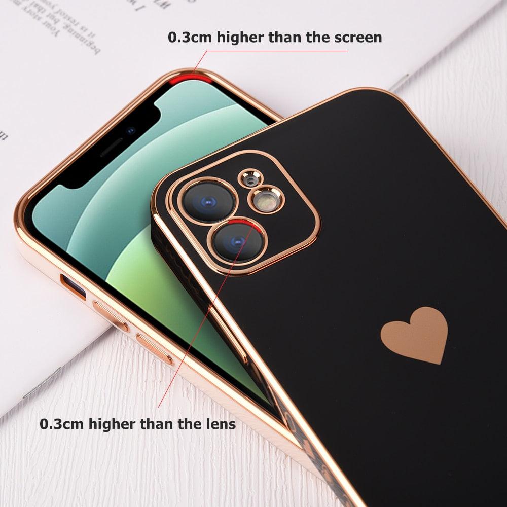 Coque de téléphone élégante pour femme pour iPhone 13 14 Pro Protection d'objectif d'appareil photo pour iPhone 12 11 Pro Max 14Plus Étui antichoc Pare-chocs luxueux Motif mignon Femmes Filles Coque d'appareil photo antichoc en silicone souple