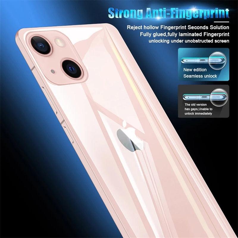 Protection d'écran en verre trempé ultra-fin pour iPhone 14 13 11 12 XS MAX XR X 7 8 6 6S SE Pro MAX Plus Mini, protection arrière souple anti-bulles/rayures