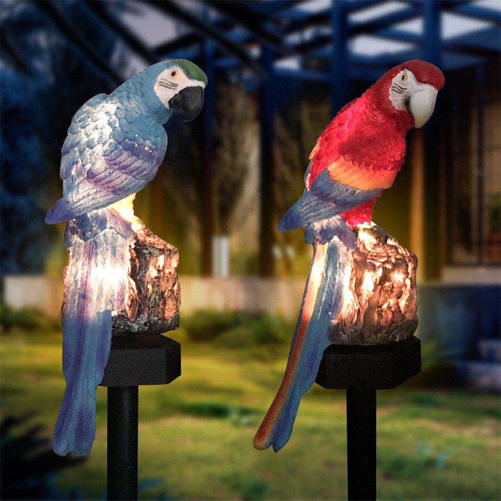 Lampe décorative LED étanche en forme de perroquet pour jardin, éclairage solaire extérieur en résine pour allée, porte, pelouse
