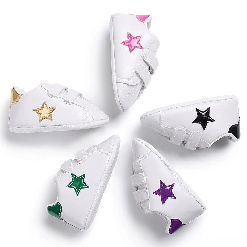 Chaussures bébé étoiles Premiers Pas Enfants Tout-petits Lacets Cuir PU Semelles Souples Baskets 0-18 Mois