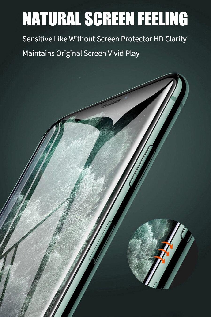 Verre Trempé Incurvé 5D 9H pour iPhone X XR XS 11 12 13 14 Pro Max 6 6S 7 8 Plus SE Mini Film de Protection d'écran Complet Dureté 9H Sans Bulles Installation Facile Film Protecteur d'écran