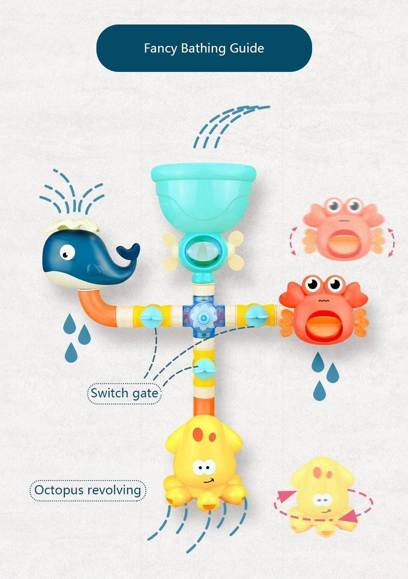 Jouets de bain éducatifs pour bébé Pipeline de pulvérisation d'eau Douche Jeu amusant Jouets de bain pour enfants Excellent cadeau