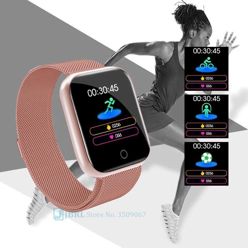 Montre intelligente de luxe, NOUVEAU style, en acier inoxydable, pour femmes et hommes, électronique, sport, bracelet, pour Android IOS, montre connectée carrée